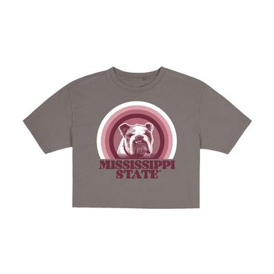 Mississippi State Uscape Rainbow Photo Garment Dyed Crop Tee