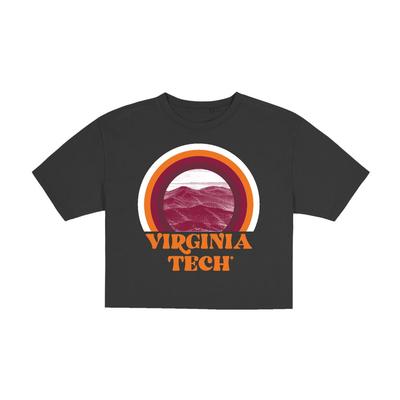 Virginia Tech Uscape Rainbow Photo Garment Dyed Crop Tee