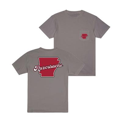 Arkansas Uscape State Sign Dyed Pocket Tee