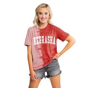  Nebraska Gameday Couture Find Your Groove Spilt Dyed Tee