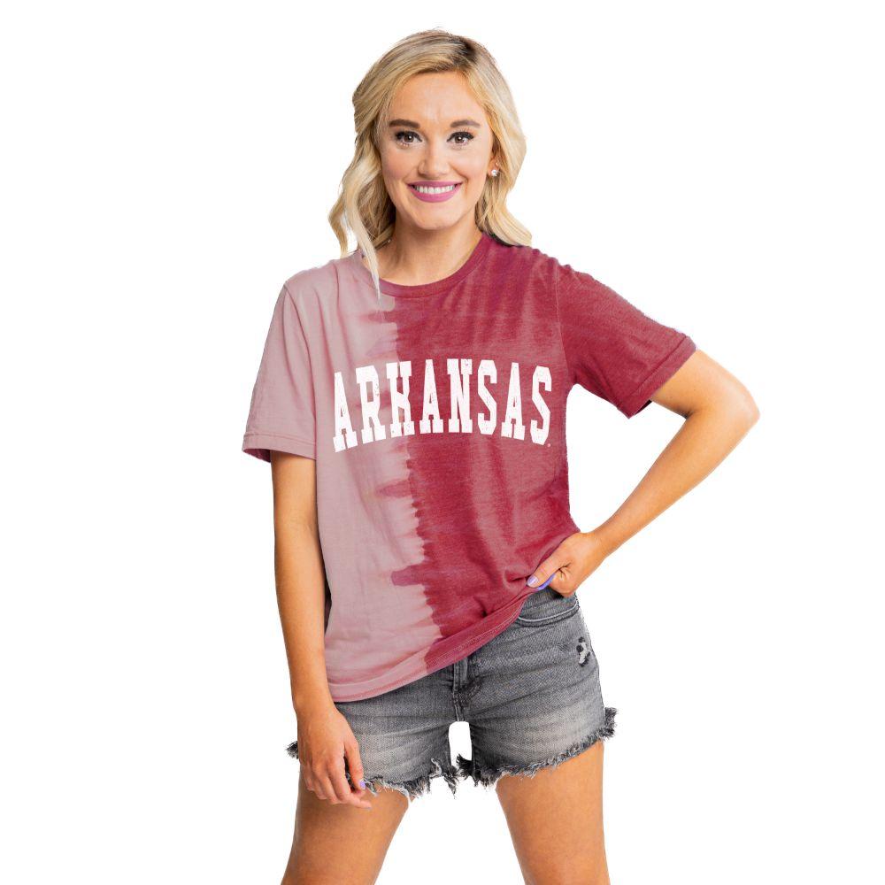  Arkansas Gameday Couture Find Your Groove Spilt Dyed Tee