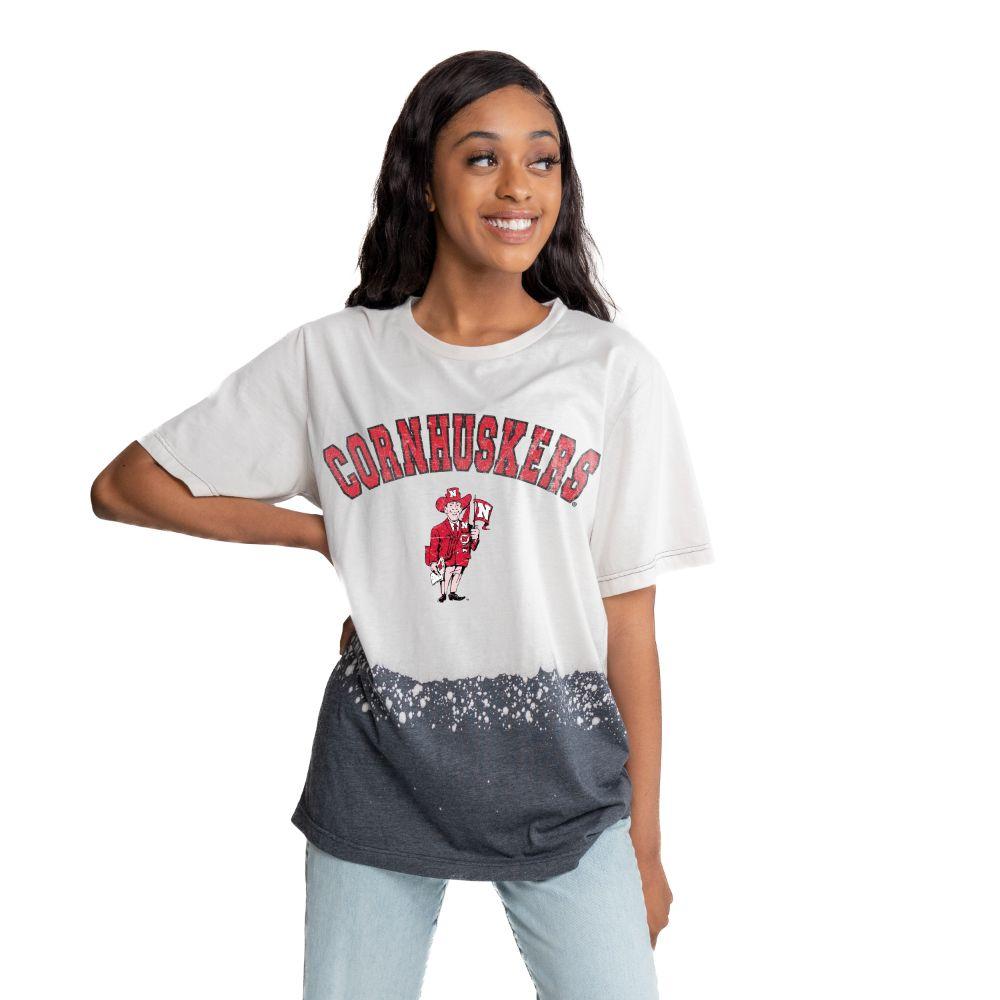  Nebraska Gameday Couture Clash Course Bleach Dyed Tee