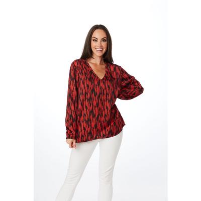 Stewart Simmons Red and Black Long Sleeve Blouse