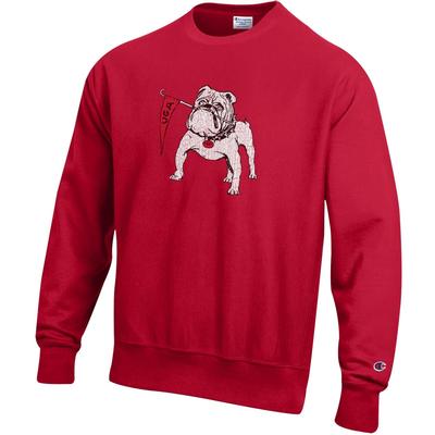Georgia Champion Vintage Bulldog with Flag Reverse Weave Crew Sweatshirt
