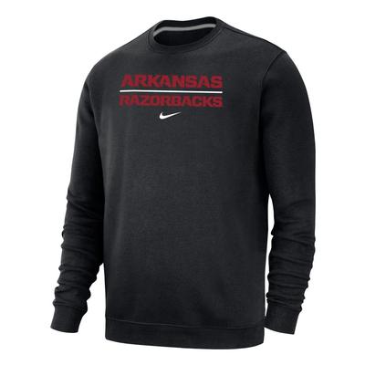 Arkansas Nike Straight Club Fleece Crew