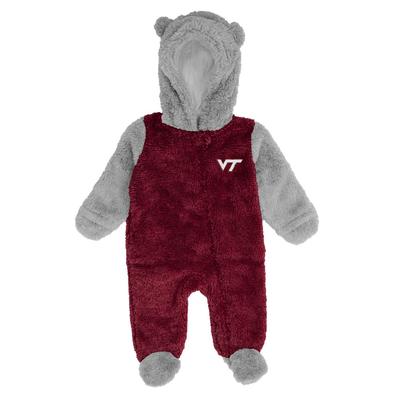 Virginia Tech Newborn Game Nap Teddy Fleece Bunting Full-Zip Sleeper