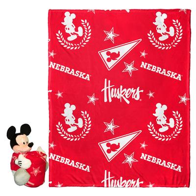 Nebraska Mickey Mouse Plush & Throw Blanket Bundle