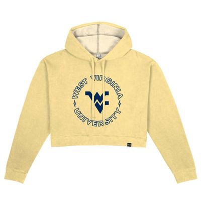 West Virginia Uscape Neon Circle Pigment Dyed Crop Hoodie