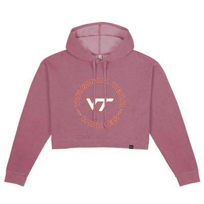 Virginia Tech Uscape Neon Circle Pigment Dyed Crop Hoodie