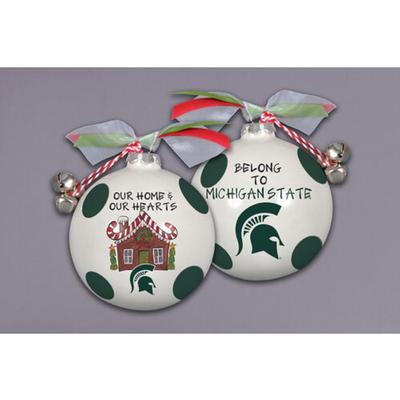 Michigan State Magnolia Lane Ceramic Gingerbread House Ornament