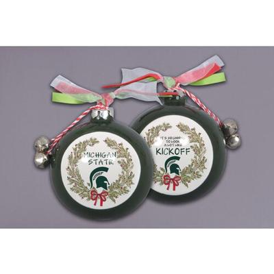 Michigan State Magnolia Lane Ceramic Kickoff Ornament