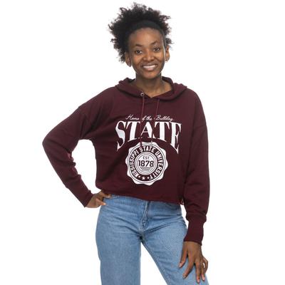 Mississippi State Zoozatz Women's Cropped Script Over Seal Hoodie