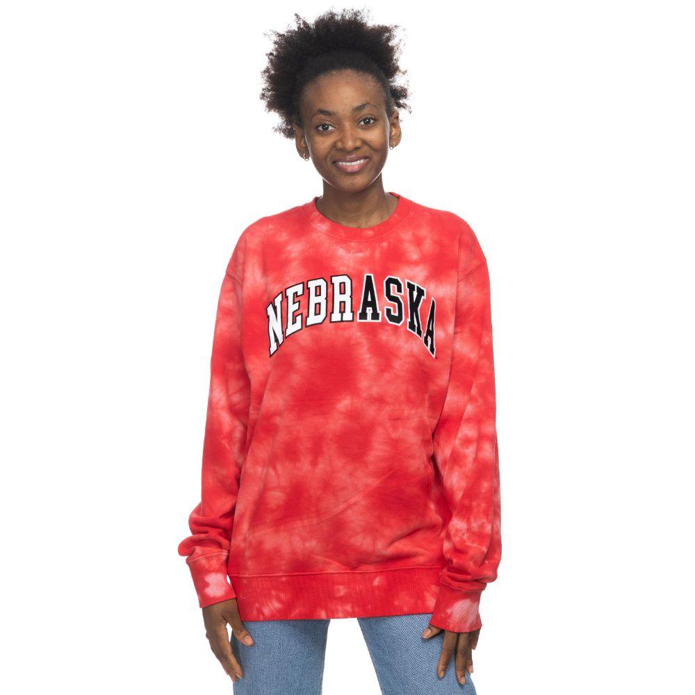 Nebraska Zoozatz Women's Cloud Wash Two Color Arch Crew