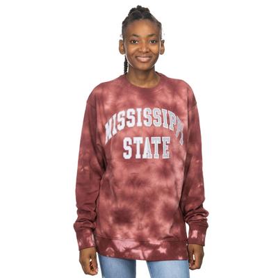 Mississippi State Zoozatz Women's Cloud Wash Two Color Arch Crew