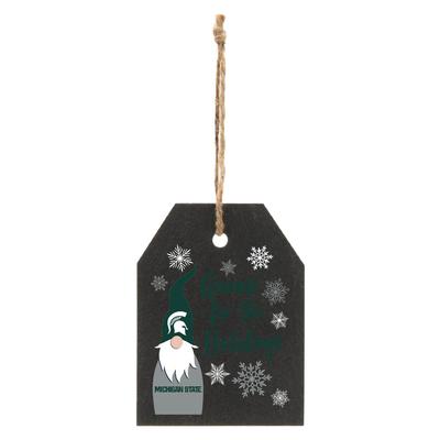 Michigan State Gnome for the Holidays Slate Ornament
