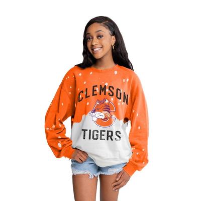Clemson Vault Gameday Couture Twice As Nice Faded Crewneck Pullover