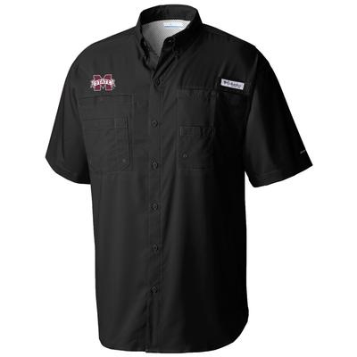 Mississippi State Columbia Tamiami Short Sleeve Woven Shirt BLACK