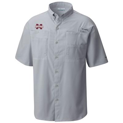 Mississippi State Columbia Tamiami Short Sleeve Woven Shirt COOL_GREY