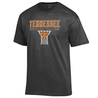 Tennessee Champion Wordmark Over Basketball Net Tee