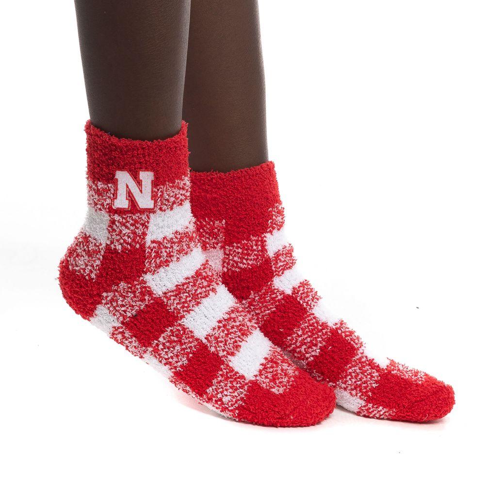  Nebraska Buffalo Check Fuzzy Socks