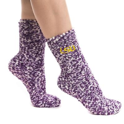 LSU Marbled Fuzzy Gripper Socks