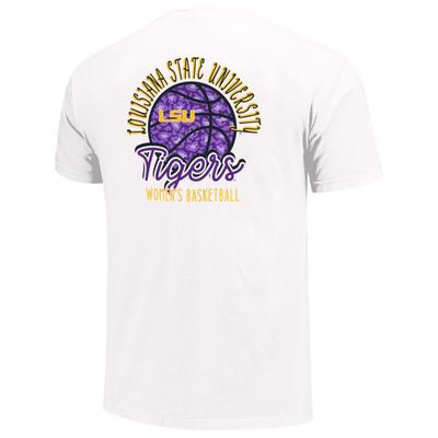 LSU Patterned Basketball Script Short Sleeve Tee