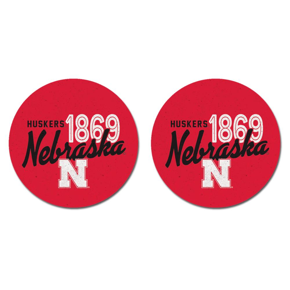  Nebraska 2- Pack Marathon Car Coasters