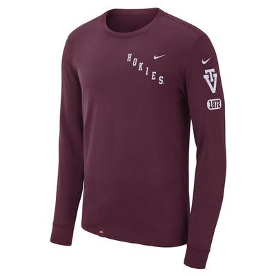 Virginia Tech Nike Men's Repeating Logo Cotton Long Sleeve Tee