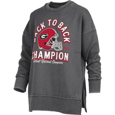 Georgia 2022 National Champions Pressbox Back to Back Women's Arch Vintage Wash Crew