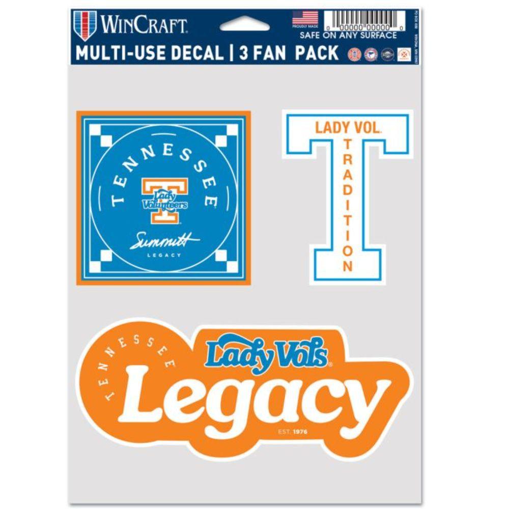  Tennessee Lady Vols 5.5 X 7.5 3 Pack Legacy Decals