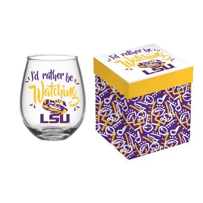 LSU Wine A Little Boxed Stemless Wine Glass