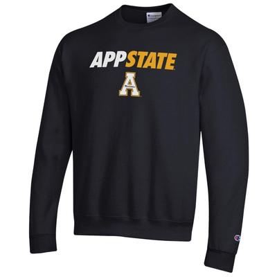 App State Champion Straight Stack Crew BLACK