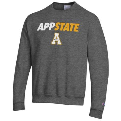 App State Champion Straight Stack Crew GRANITE_HTHR