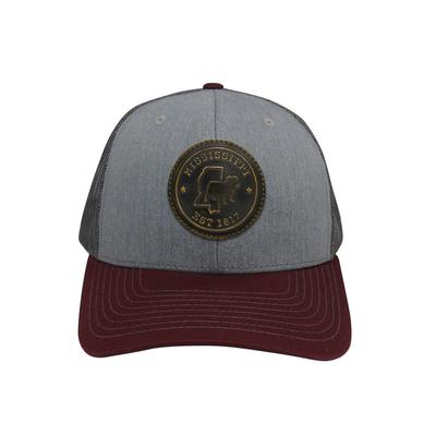 Mississippi Bulldog Circle Leather Patch Trucker Hat