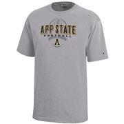  App State Champion Youth Wordmark Over Football Tee