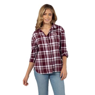 Mississippi State Boyfriend Long Sleeve Plaid Woven