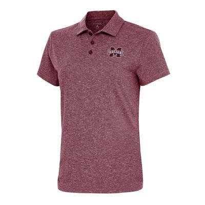 Mississippi State Antigua Women's Motivated Brushed Jersey Polo MAROON_HTHR