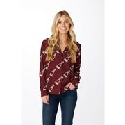  Mississippi State Stewart Simmons Button Up Long Sleeve Blouse