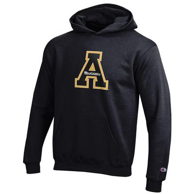 App State Champion YOUTH Giant Logo Hoodie BLACK