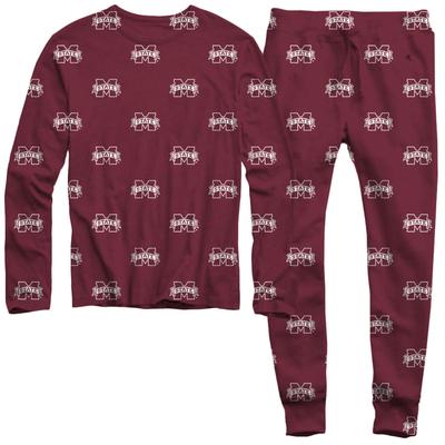 Mississippi State Wes and Willy All Over Logo Long Sleeve Tee and Pant Set