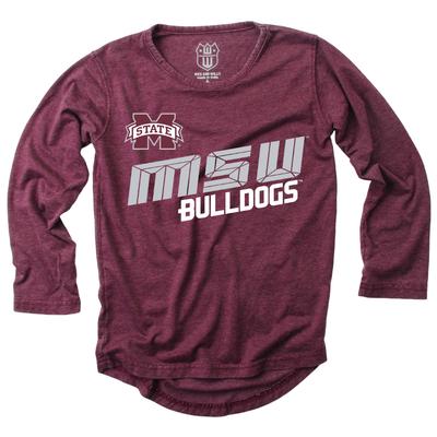 Mississippi State Wes and Willy YOUTH High-Lo Burn Out Tee