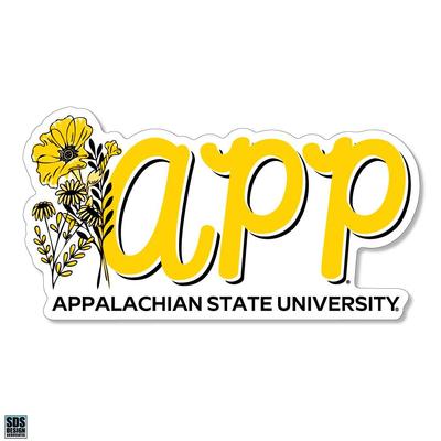 App State 3.25 Inch Flowers Script Rugged Sticker Decal