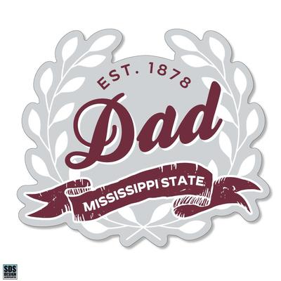 Mississippi State 3.25 Inch Dad Leaves Rugged Sticker Decal