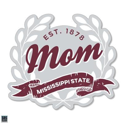 Mississippi State 3.25 Inch Mom Leaves Rugged Sticker Decal