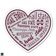  Mississippi State 3.25 Inch Type Fill Heart Rugged Sticker Decal