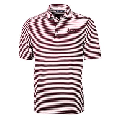 Mississippi State Cutter and Buck Striped Virtue Eco Pique Polo