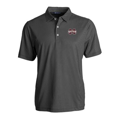 Mississippi State Cutter & Buck Symmetry Print Polo BLACK/WHITE