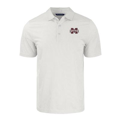 Mississippi State Cutter & Buck Symmetry Print Polo WHITE/POLISHED