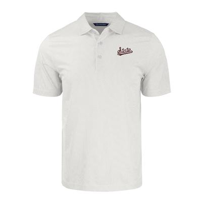 Mississippi State Cutter & Buck Symmetry Print State Polo WHITE/POLISHED