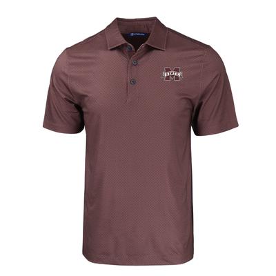 Mississippi State Cutter & Buck Tonal Geo Print Polo